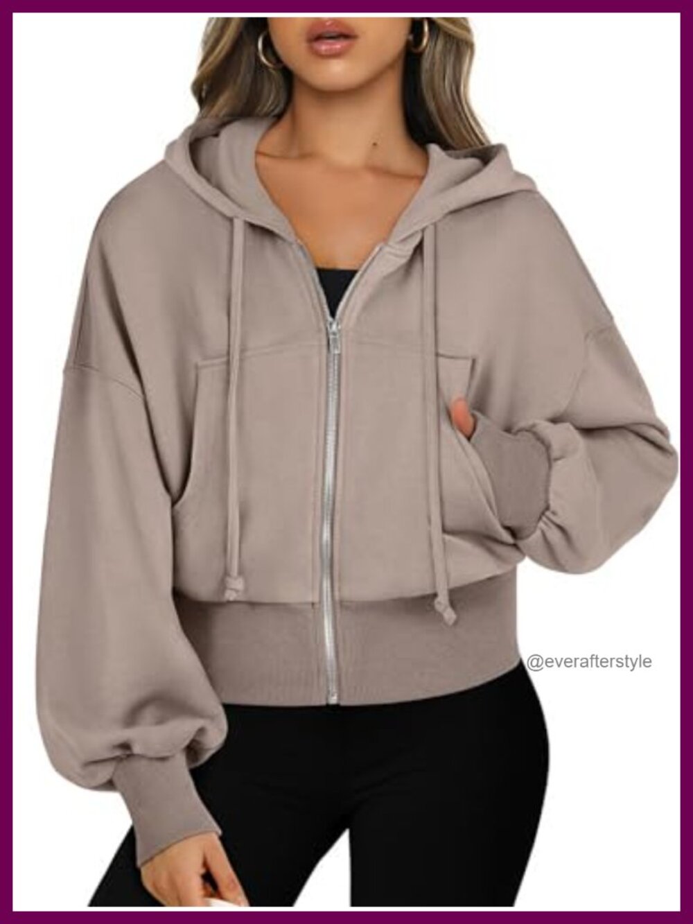 ANRABESS Women's Zip Up Cropped Hoodie Sweatshirt